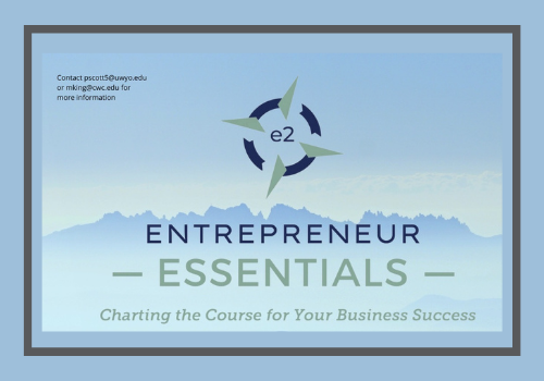 Entrepreneur Essentials Charting the Course for Your Business Success in blue with blue mountains and a compass logo